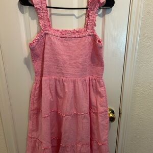 J. Crew Factory Pink Striped Midi Dress